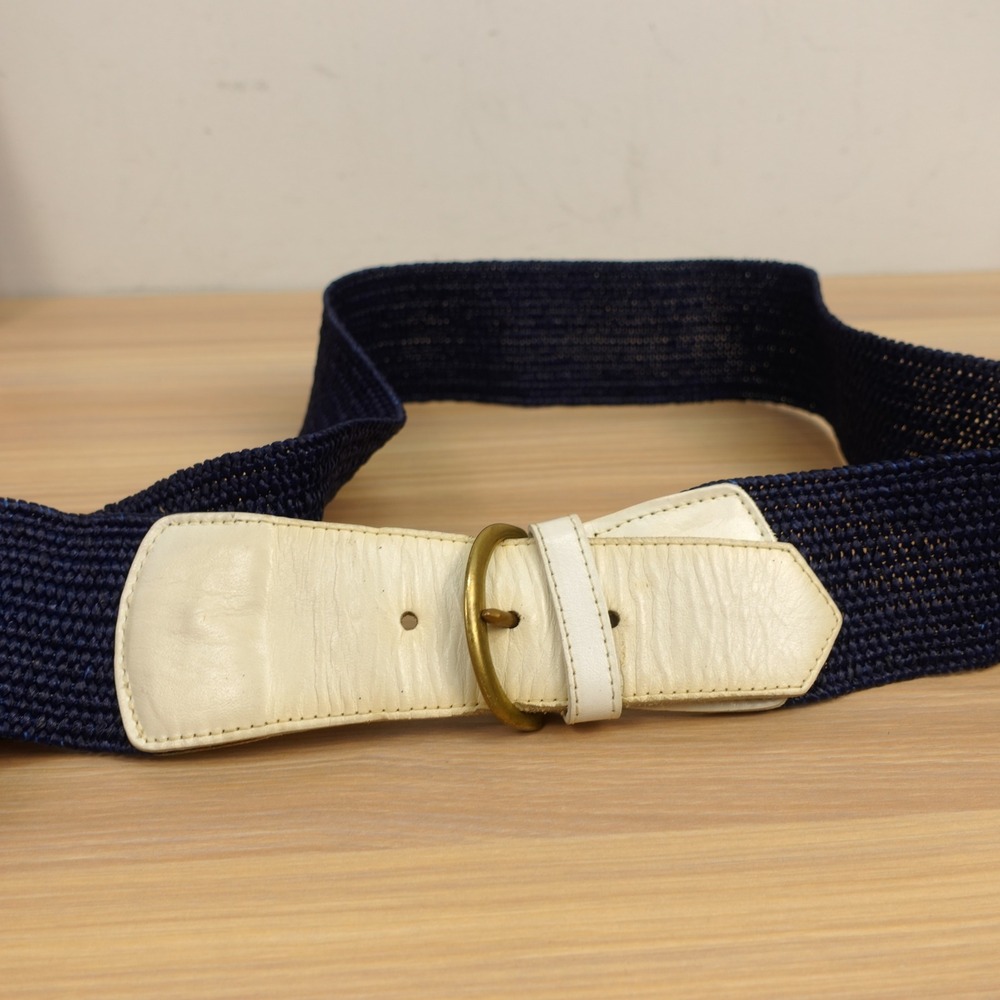 Vintage Navy Cinch Belt Womens 36 MEDIUM Blue Coastal Preppy JAEGER England